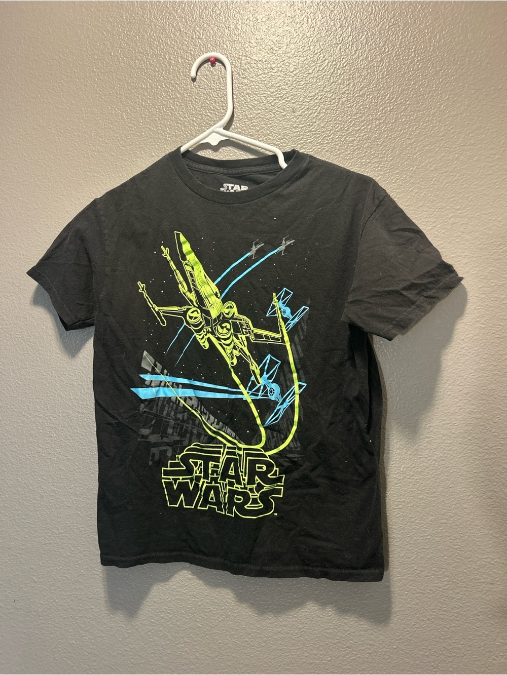 Star Wars Boys Medium Black T-Shirt Glow in the Dark Mad Engine X-Wing